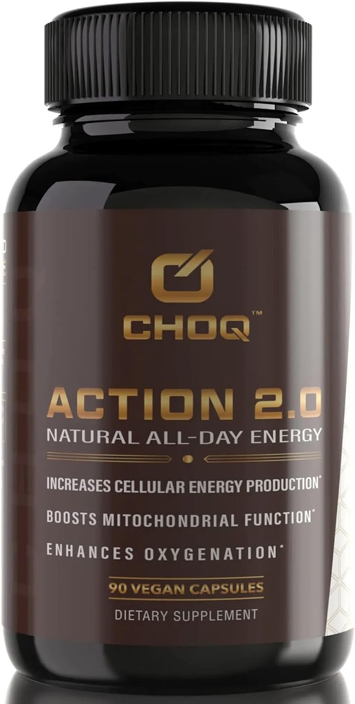 CHOQ Action 2.0 Energy & Circulation Support - Rhodiola Rossea, Beetroot & B12 Supplement - Booster tlenku azotu dla mężczyzn i kobiet - Focus & Recovery - 90 kapsułki