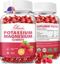 Potasu Magnezu Gummies Cytrynian potasu 99mg Magnezu Cytrynian 250mg Magnezu Kompleks potasu Suplement, Wsparcie immunologiczne, 60 Malina Gummies 2 Pack