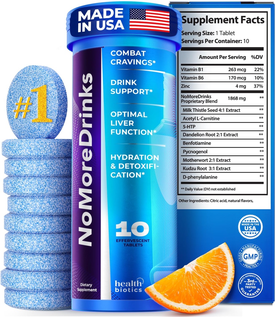 NoMoreDrinks Anti Alcohol Craving Supplement Equipment 124; Liver Detox & Combat Crages Equipment 124; Energy Support Alcohol Replacement Drink Equipment 124; Organic Milk Thistle Supplement & Dandelion Root & 5HTP Equipment 124; (10) Energy Pills