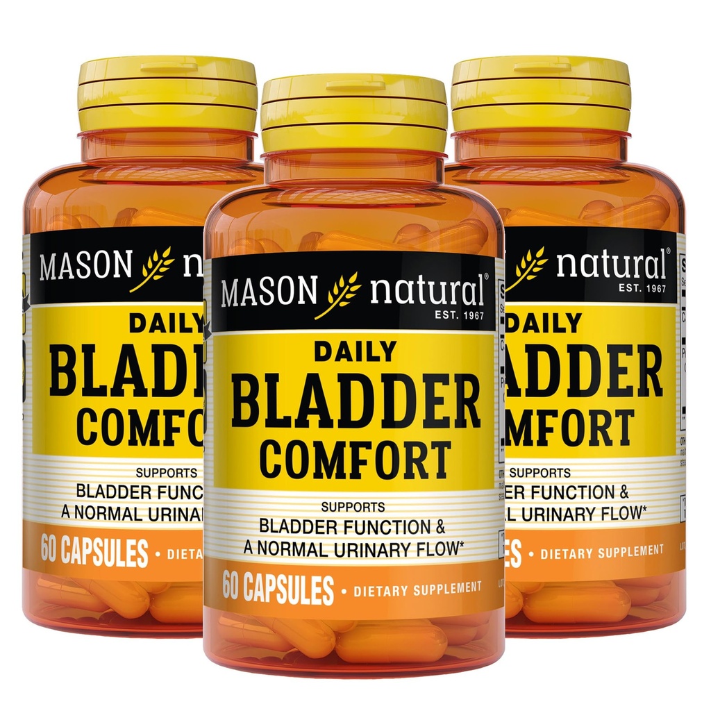 Mason Natural Daily Bledder Comfort, 30, Day Supply, z wapniem, Nasiona dyni i zarazki sojowe do wspierania normalnej funkcji Bledder, 60 Kapsułki (Opakowanie 3)