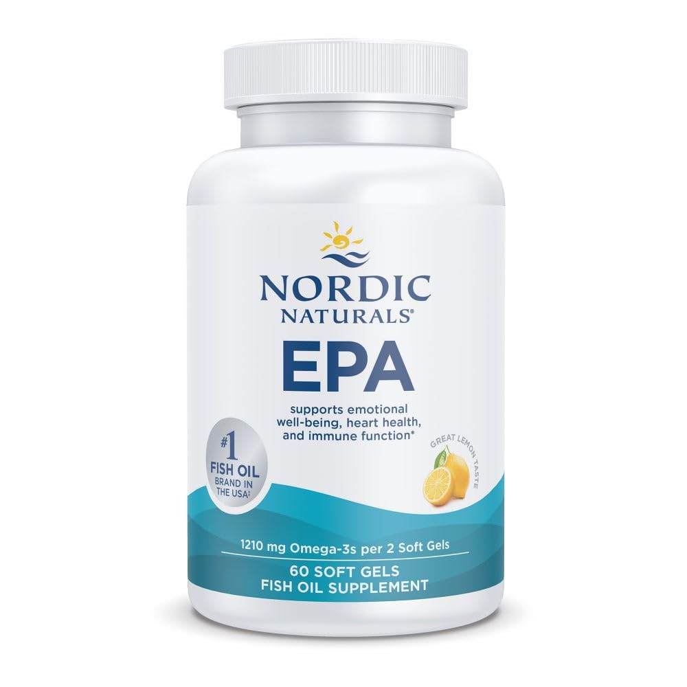 Nordic Naturals EPA Xtra, Lemon - 60 Soft Gels - 1640 mg Omega-3 - Wysoka Intensywność EPA Formuła dla pozytywnego nastroju, Heart Health & Healthy Immunity - Non-GMO - 30 Służenie