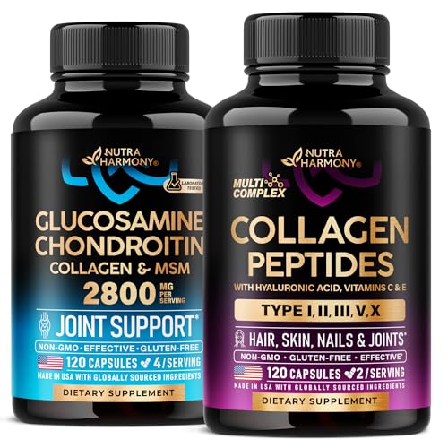 NUTRAHARMONY Glukozamina Chondroitin & Kolagen Peptydy Kapsułki