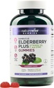 NatureWise Sambucus Elderberry Gummies - Suplement wsparcia immunologicznego dla dzieci w wieku 4 + & Dorośli z witaminą C, D3, Cynk - Jeżyny Równoważne do 3520mg - Wegan, Non-GMO - 180 Count [90- Day Supply]