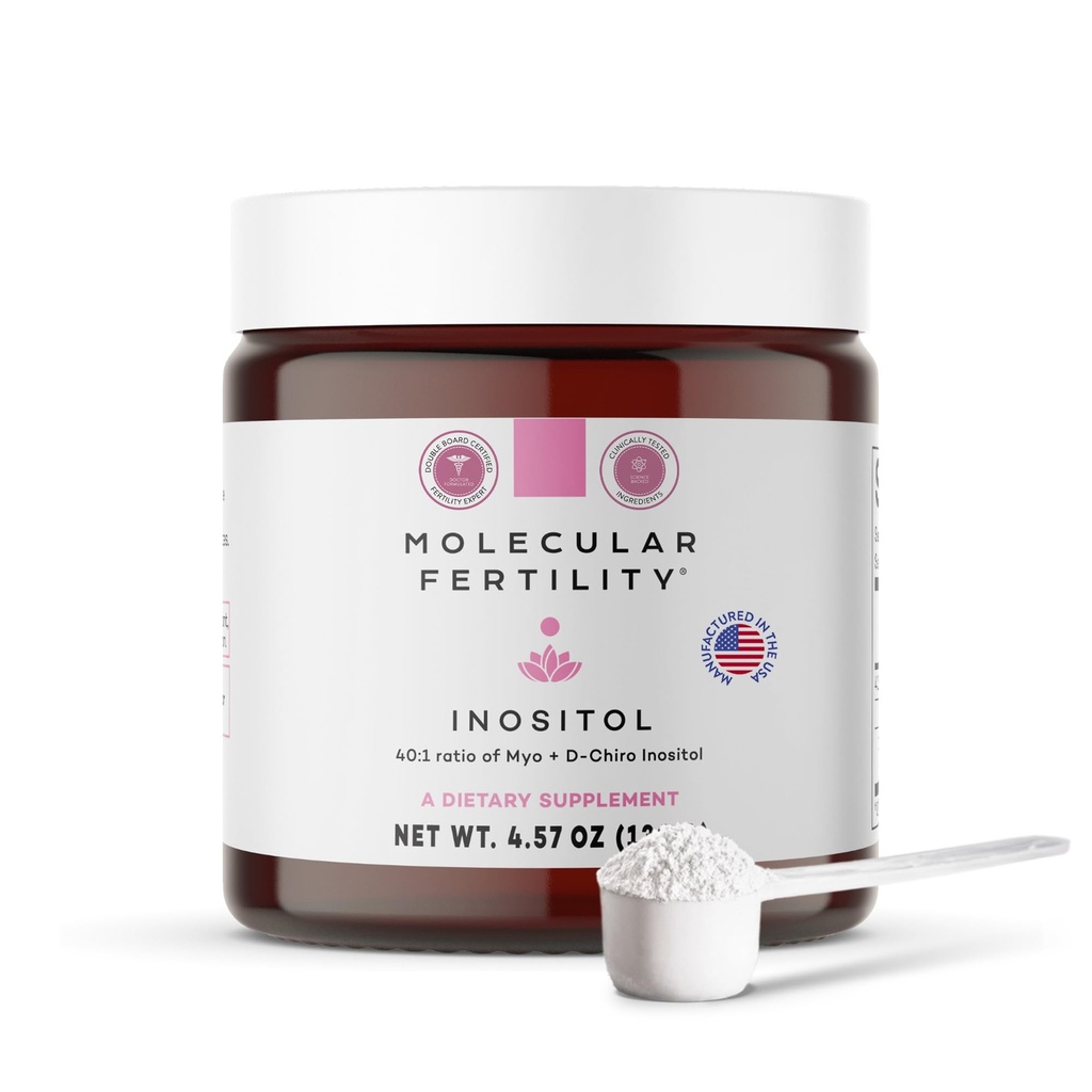 Myo- Inositol & D- Chiro Inositol Proszek - Suplement płodności dla kobiet i mężczyzn - 40: 1 Stosunek, Równowaga hormonalna, Wsparcie reprodukcyjne, Metabolizm glukozy - Nieflawored - 30 Day Supply