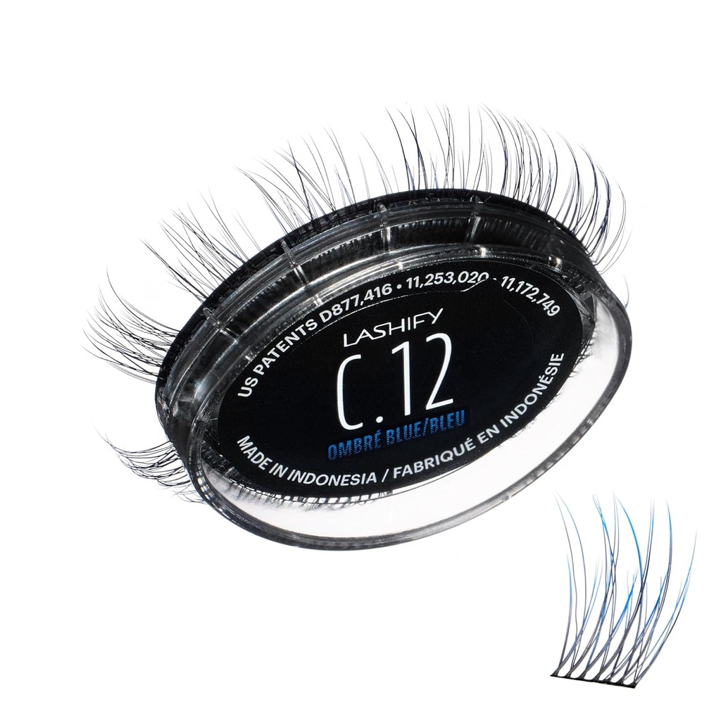 Lashify Curl 12mm Gossamer Eyelash Rozszerzenia Refill w Ombre Blue, Easy DIY fałszywe rzęsy dla naturalnego wygląd