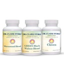 Dr Clark Store Intestine Support & Cleanse Kit - z Freeze- Suszony zielony czarny orzech Hulls, Wormwood, i Cloves- Pomaga utrzymać optymalną funkcję jelit - Kapsułki wegetariańskie