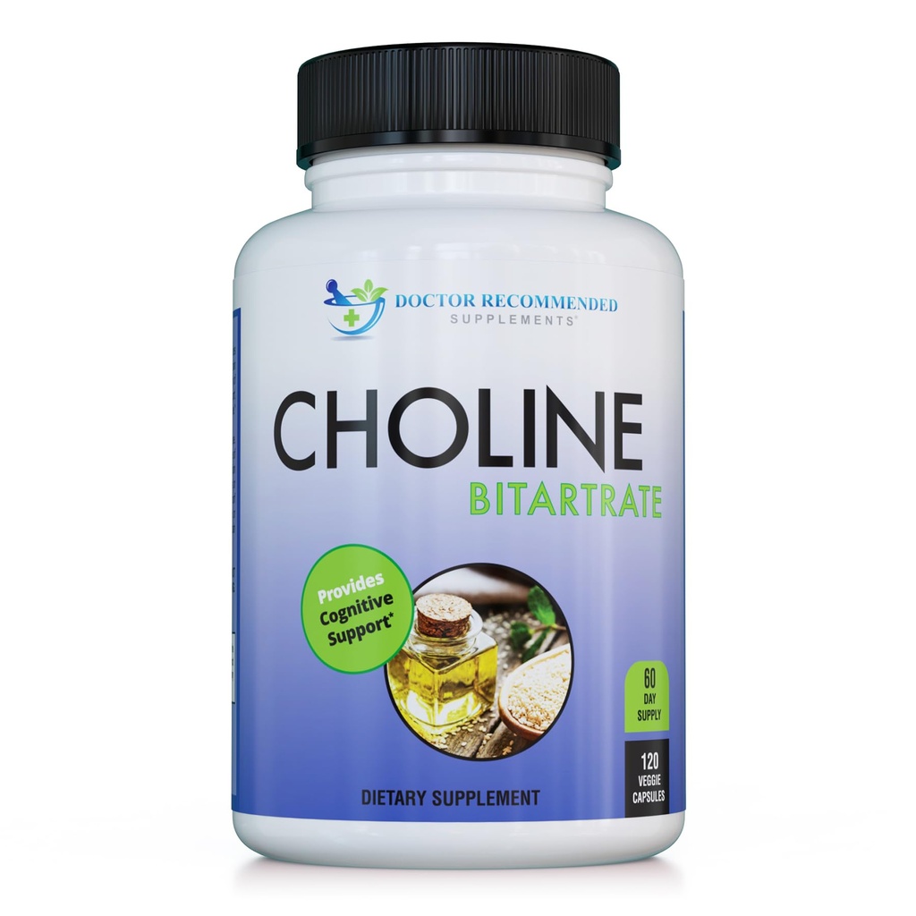 Premia Cholina - 500 mg - 120 Kapsułek wegetariańskich - przez DOCTOR ZALECONY DOPLEMENTY - Pomaga Cognitive Health, Pamięć i więcej