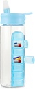 MARS WELLNESS 24 Ounce Butelka na wodę z pojemnika na pióro, Daily Organizer - 7 Day Medicine Holder, Easy Slide Out Pill Container, Popup Straw for Hydration