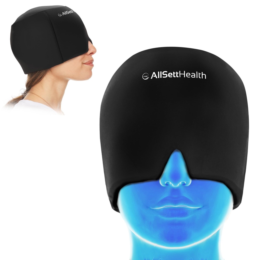Migrena Relief Cap Ice Head Wrap and Hat Agregable 124; Gorący / zimny żel Pack z twarzy i maski oczu kompresji na ból głowy Ulgi - czarny
