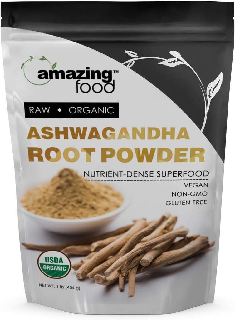 Niesamowite jedzenie Ashwagandha Root 124; 1 Lb proszku 124; USDA Certyfikowany suplement organiczny 124; Wegan 124; Nie-GMO 124; Gluten Free 124; Made in USA