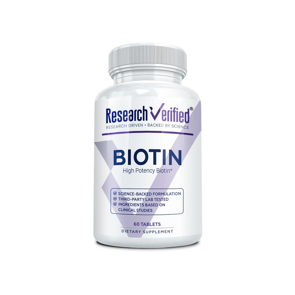 Badania zweryfikowane Biotin - Czysta Biotin Extra Siła 10,000mcg do poprawy włosów, skóry i paznokci zdrowia - 60 Wegańskie tabletki, Made in USA