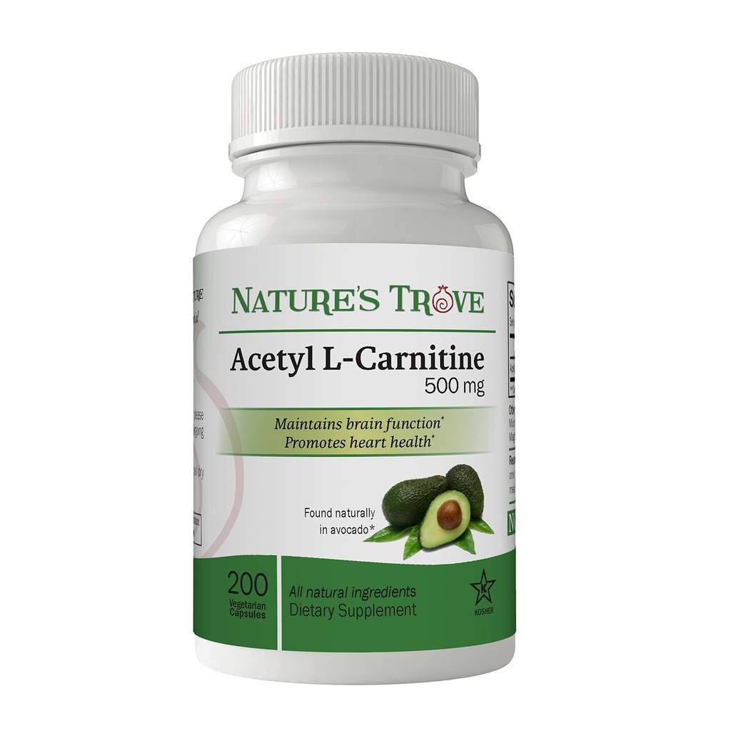 Nature 's Trove Acetyl L- Carnitine (ALCAR) 500 mg 200 Kapsułki wegetariańskie