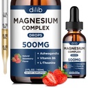 Triple Magnezu Complex Supplement- Magnezu Glycinate, Cytrate, Płyn jabłkowy 500 mg z Ashwagandha, L- Theanine, Witamina B6 dla Stress Relief, Sleep, Support- Strawberry Flavor