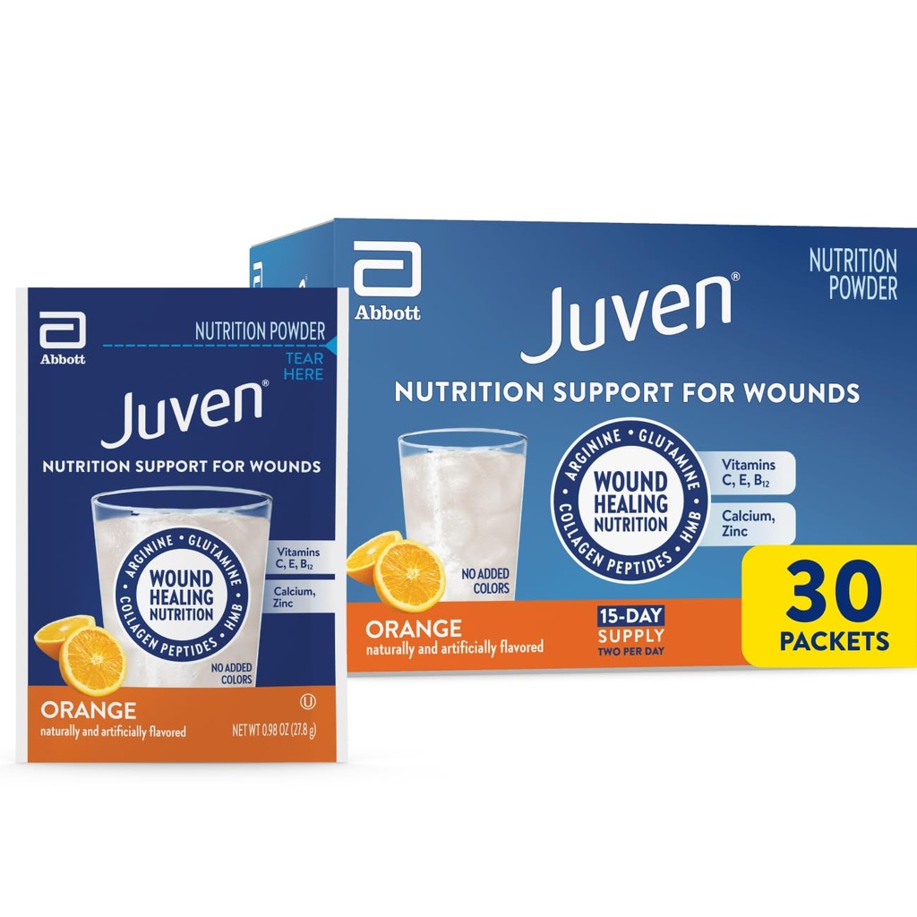 Juven Teratio Nutrition Drink Proszek Włączając peptydy kolagenowe, aminokwasy i HMB do wspomagania gojenia rany, Pomarańczowy, 30 Pakiety