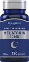 Piping Rock Melatonin 10mg Xiv 124; 120 Softgel kapsułki Xiv 124; Quick Release Supplement Xiv 124; Wysoko Absorbowalne Xiv 124; Non- GMO, Gluten Free