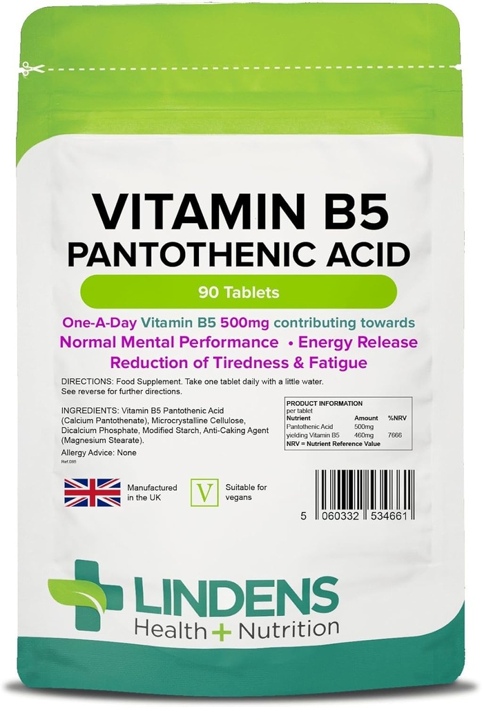 Witamina Lindens B- 5 B5 100 x 460mg tabletki (kwas pantotenowy)