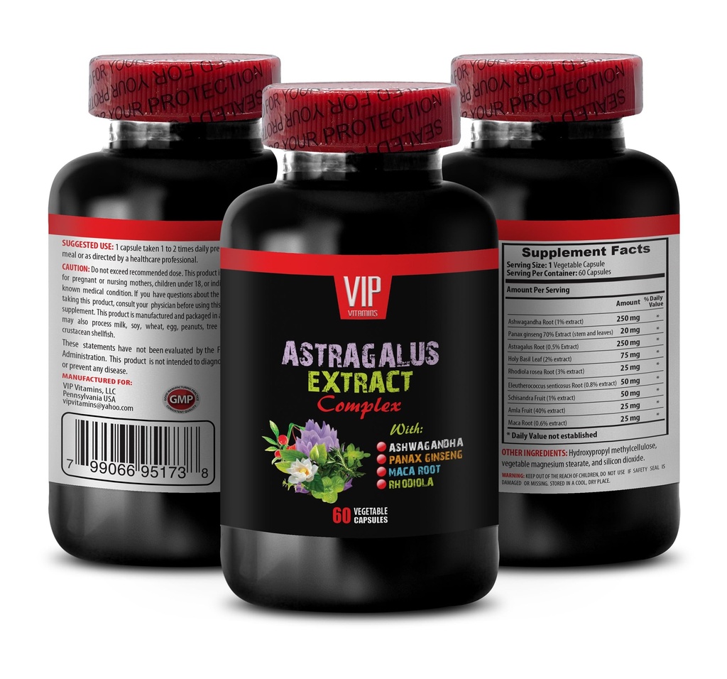 kompleks astragalus - ASTRAGALUS EXTRACT COMPLEX z Ashwagandha, Panax ginseng, Astragalus, Maca - święte kapsułki bazylejskie, astragalus immunologiczny, astragalus ekstrakt kapsułki 1 Butelka 60 Kapsułki