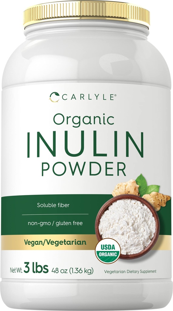 Carlyle Organic Inulina Proszek 48oz 124; Fiber prebiotyczny z Jerozolimy Artichook 124; Wegan, Wegetarianin, Non-GMO & Gluten