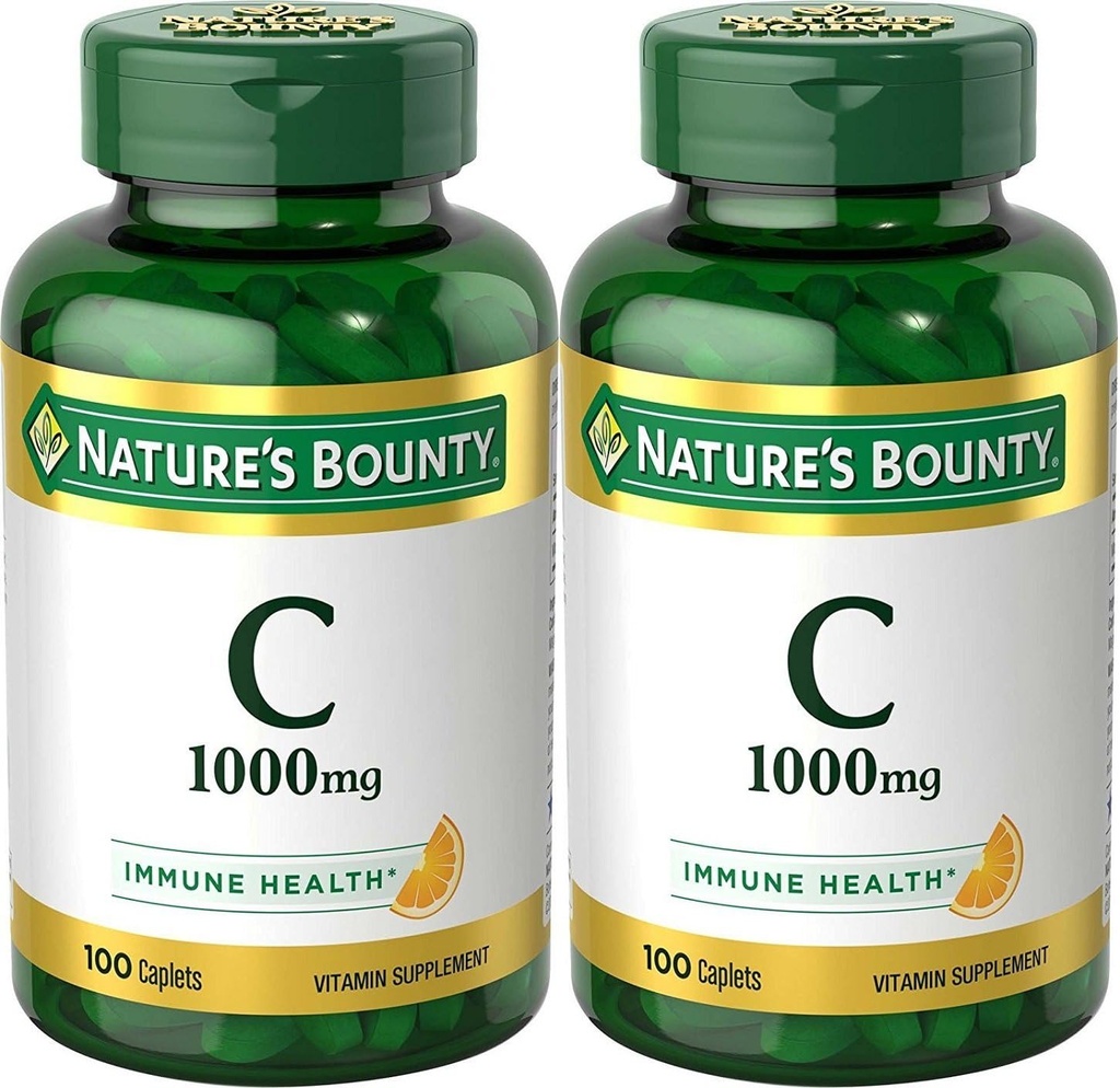 Nature 's Bounty Witamina C, 1000mg, Wspiera zdrowie immunologiczne, 100 Kapletów (Opakowanie po 2)