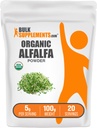 BulkSupplements.com Organic Alfalfa Grass Powder - Alfalfa Supplement, Green Superfood Powder - Wegan & Gluten Free, 5g na Serving, 100g (3.5 oz) (Opakowanie po 1)