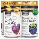Colagen and Sea Moss Gummies Bundle - Colagen Peptides, Irish Sea Moss, Biotin, Keratin, Bladderwrack - Gumy suplement dla odporności, Detox, Zdrowe włosy, Skóra i paznokcie - dla mężczyzn i kobiet