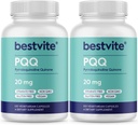 BESTVITE PQQ 20mg (Pyrrolochinolina Quinone) (240 Kapsułki wegetariańskie) (120 x 2) - Brak stearynianów - Wegan - Nie GMO - Bez glutenu