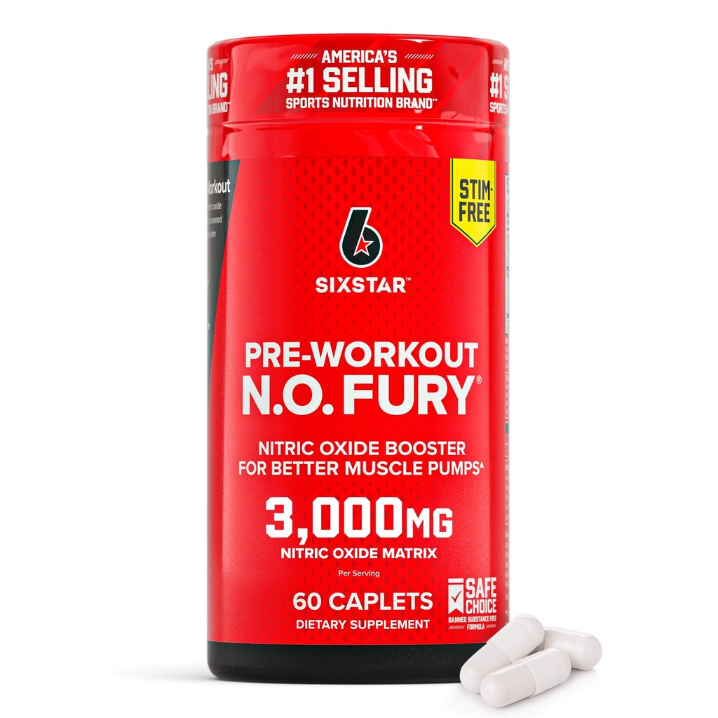 Sześciogwiazdkowe suplementy tlenku azotu dla mężczyzn i kobiet, Muscle Builder (60 Count) - Azoksyd azotowy Booster Pills Muscle Pomp Pre Workout Supplement - Sport Nutrition for Muscle Building, Siła & Energia