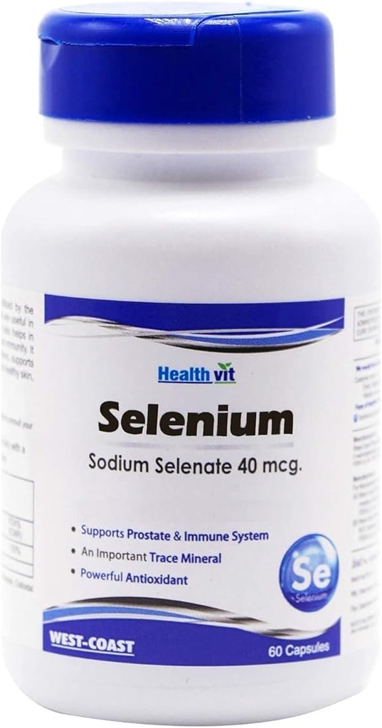Generic Rise Selenium 40mcg - Ważne Ślady mineralne 124; Proszek Przeciwutleniacz 124; System immunologiczny Booster 124; Promowanie zdrowia serca 124; Promocje układu sercowo-naczyniowego 124; Vegan & Non-GMO 124; 60 Kapsułki, Nautral