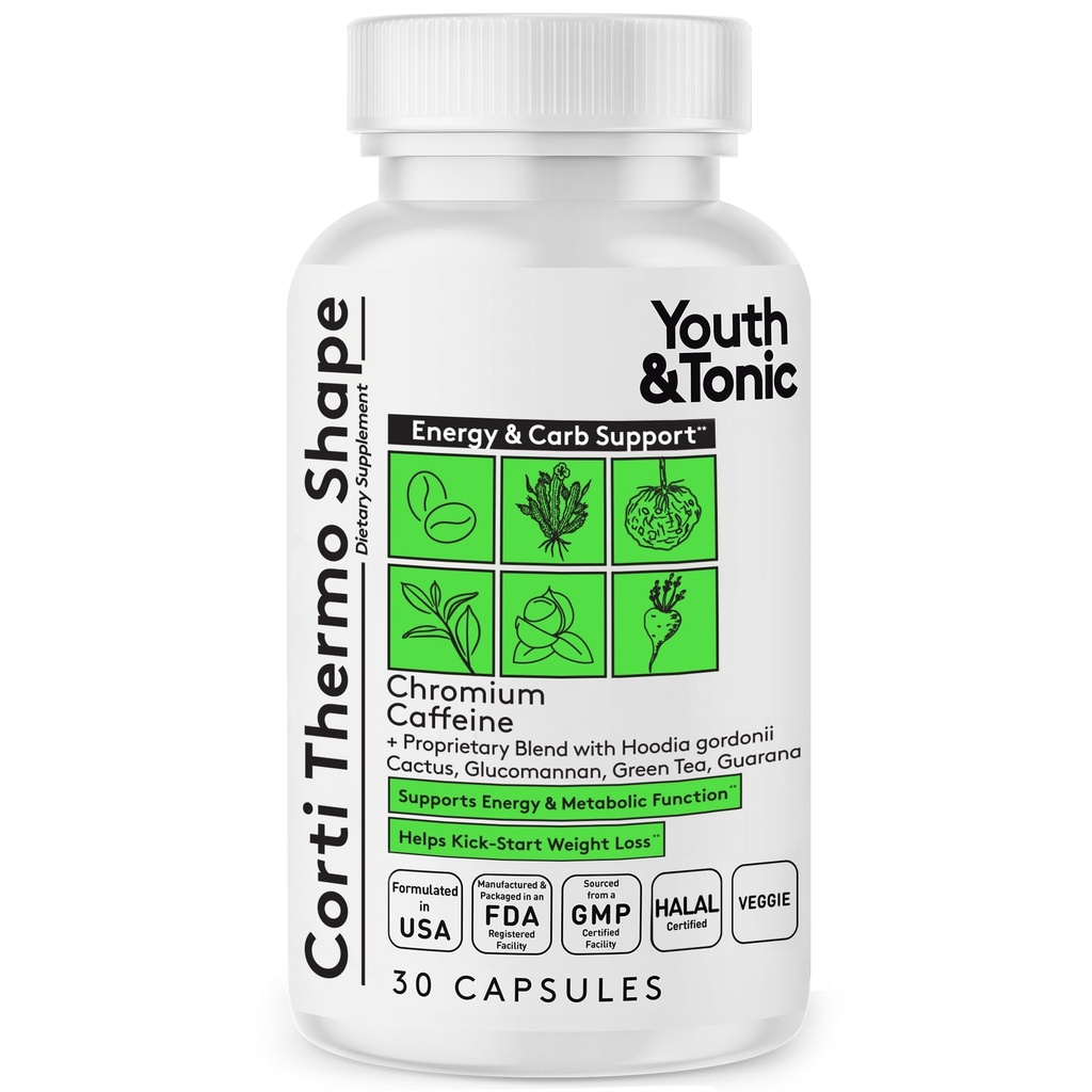 Młodzież i Tonik Termogeniczny Suplement 30 Kapsułki jako zaawansowane wsparcie dietetyczne dla energii Metabolizm Focus dla mężczyzn i kobiet z kofeiną chromowy Glukomannan Guarana Hoodia Gordonii