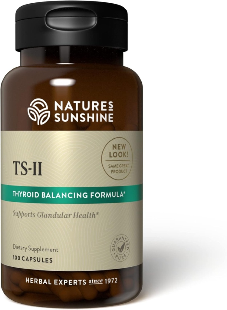 Nature 's Sunshine TS II w / Chmiel, 100 Kapsułki 124; Wspomaga odpowiednie funkcje tarczycy i pomaga utrzymać równowagę w glebie tarczycy