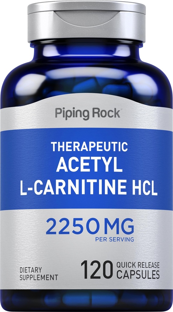 Pining Rock Acetyl L- Karnityna HCL 124; 2250mg XI124; 120 kapsułki XI124; Suplement terapeutyczny XI124; Non- GMO, Gluten Free
