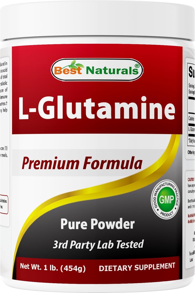 Best Naturals L-Glutamine Powder - 1 Pound - 100% Pure and Free Form - Glutamine Recovery Powder - Clinically Proven Recovery Aid for Men and Women (817716014555)