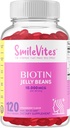 Heartland Pharma Biotin 10,000 MGC Jelly Beans 124; Włosy, skóra i paznokcie Wsparcie 124; Wegan, Gluten- Free, Non-GMO & Koser Friendly 124; Truskawka Flavor