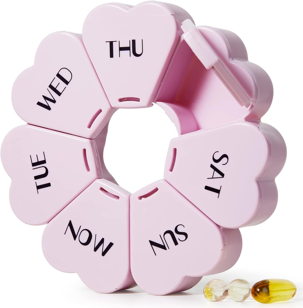 MOLN HYMY duży tygodniowy pill organizator, dziewczęcy pill Box 7 dzień, fioletowy różowy codziennie witamina uchwyt do oleju rybnego / medycyna / suplementy