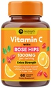Witamina C 1000mg Suplement do żucia - Dodatkowa siła immunologiczna Suplement diety witaminy C z Rose HIPS, Naturalne VitaminC przeciwutleniacz wsparcia, Naturalny, Wegan, Pomarańczowy Flavor - 60 Tabletki
