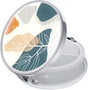 Rouidr Pill Box, 3 Cometude Medicine Pill Case, Small Metal Travel Medicine Box for Purse & Pocket, Silver, Abstract Boho Leaf