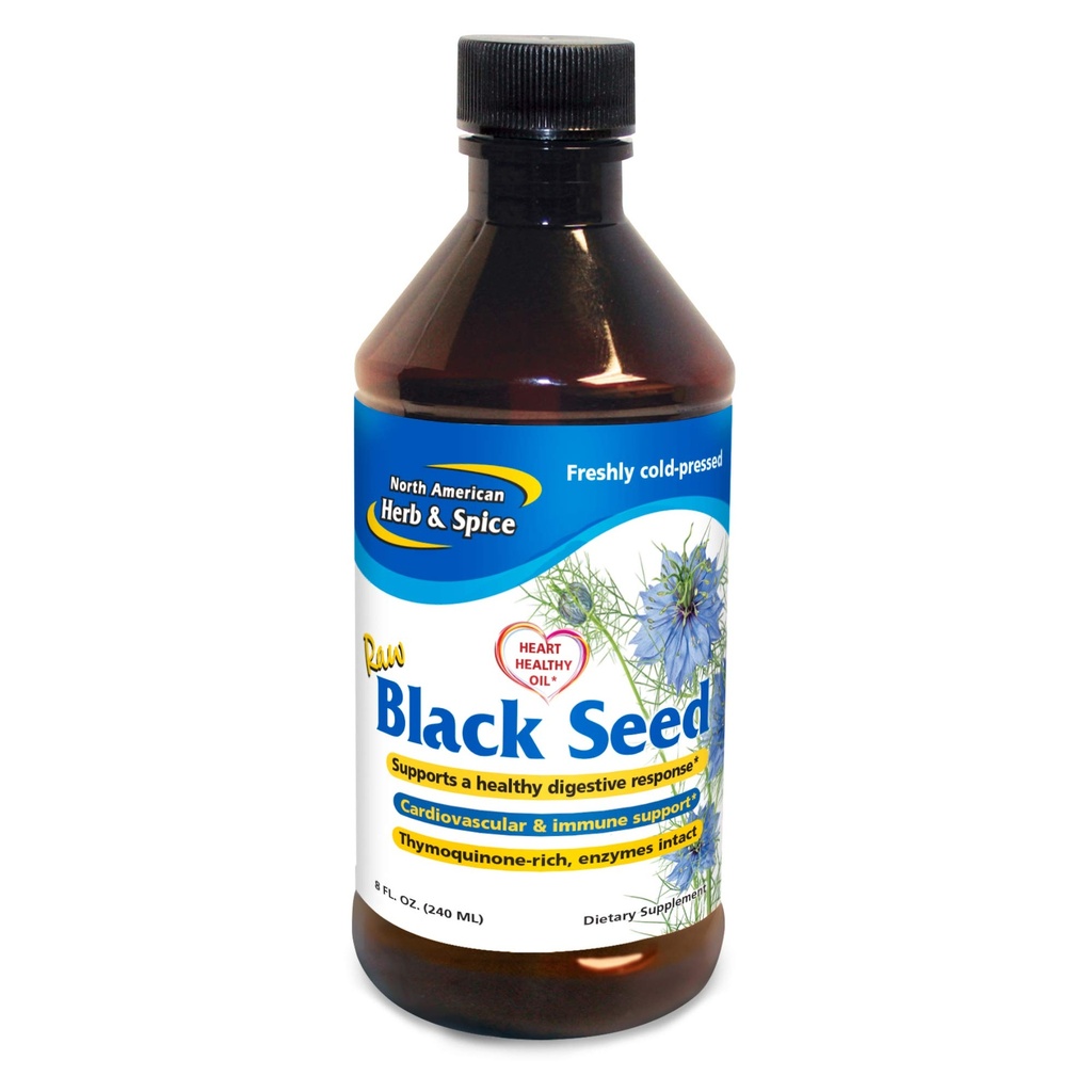 North American Herb & Spice Black Seed Oil - 8 fl. oz. - Cardivascular, Digestive & Immune Support - Zawiera Wild, Mediterranean Oreganol P73 Oregano Oil - Non-GMO - 48 Total Servings