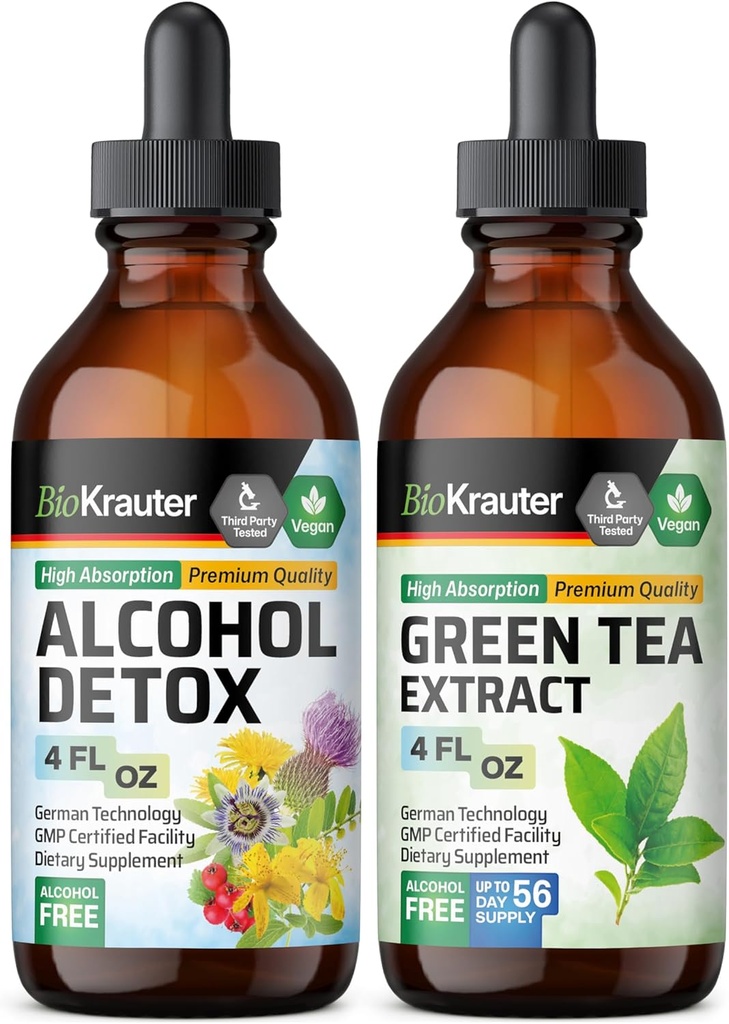 BIO KRAUTER Alkohol Detox nalewka 4 Fl. Oz. & Green Tea Extract nalewka 4 Fl. Oz.