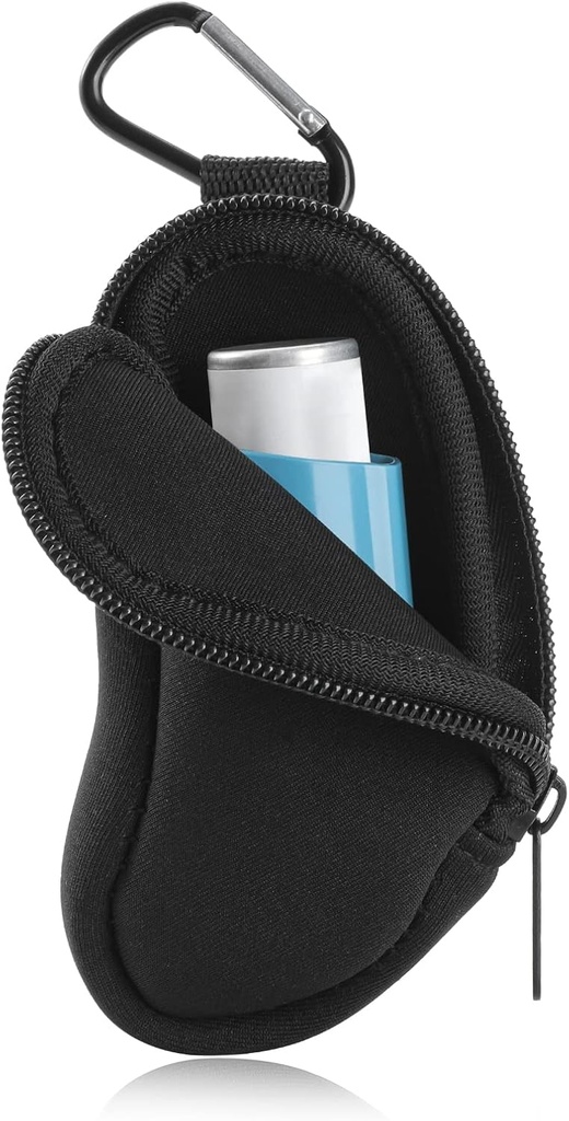 Astma Inhaler Holder Chroń przenośny worek Nosiciel Neoprene Inhaler podróży Mini worek do inhalatora L- Shaped, Inhaler nie zawiera (czarny)
