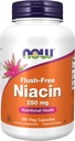 Niacyna, FLUSH DARMOWY 250 mg, 180 Czapek przez Now Foods (Opakowanie po 3)