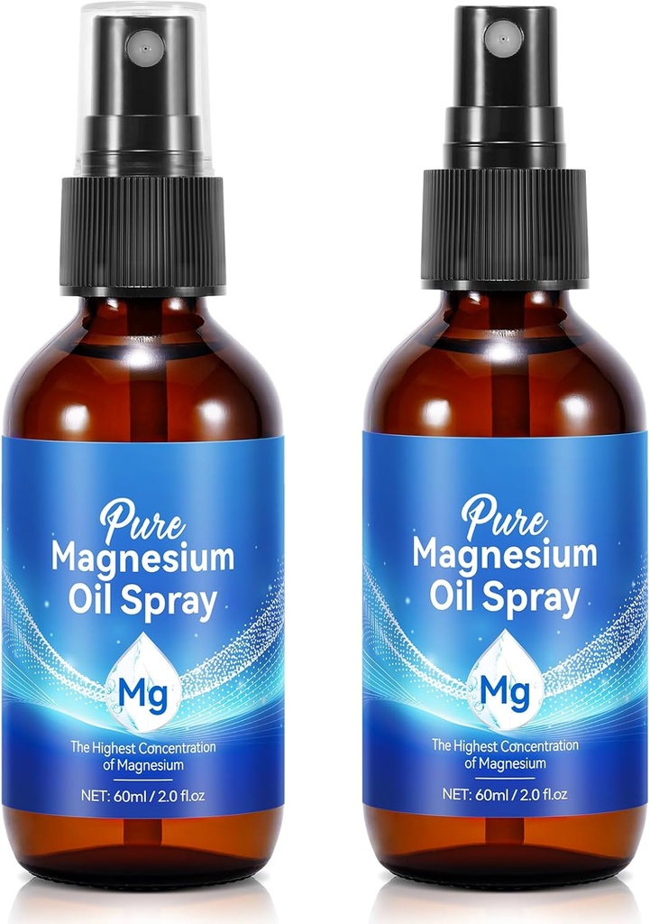 Tematyczny olej magnezowy Spray, Czysty olej magnezowy Spray do Stopów, 100% Czyste, Szybkie Wchłanianie - Naturalne źródło z silnym mieszanką olejków eterycznych 2.02 fl oz (2 Fl Oz (Opakowanie 2))