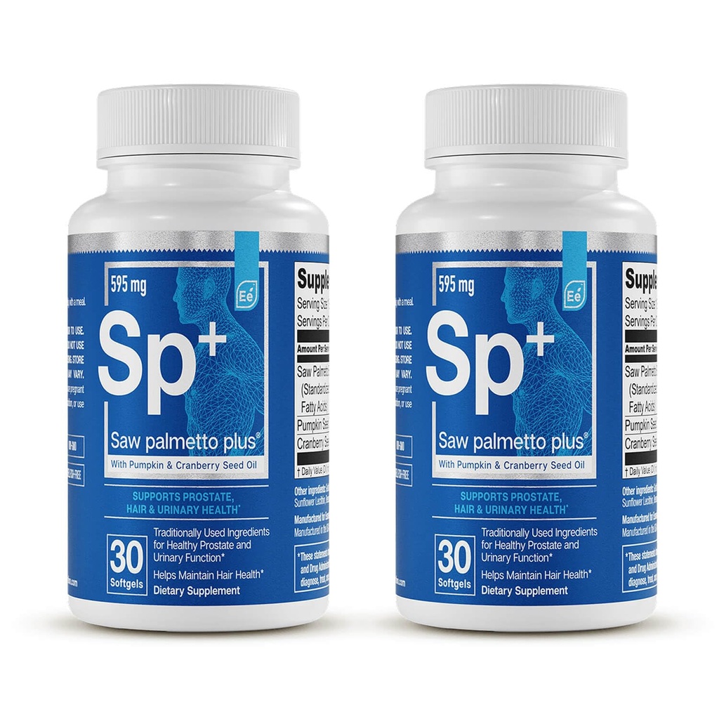 Elementy zasadnicze Saw Palmetto Plus - Prostate Health Supplement for Men with Pumpkin and Cranberry Seed Oil Agregates 124; Wspiera Bladder and Urnary Health 120 Softgels