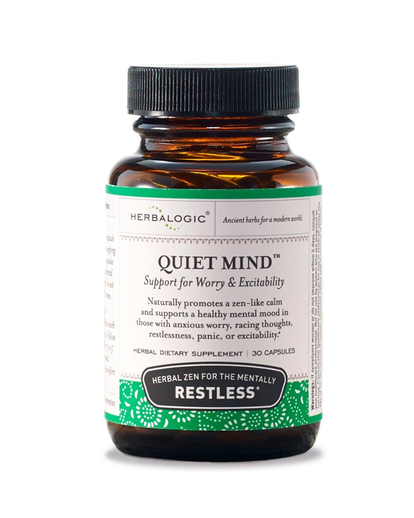 Herbalogic - Quiet Mind Herb Kapsułki - Non-Sedating, Promotes a Feeling of Zen- Like Calm - Eases Anhyous Worry and Panicky Mood - Na podstawie tradycyjnej chińskiej formuły GUI Pi Tang - 30 Cap Count