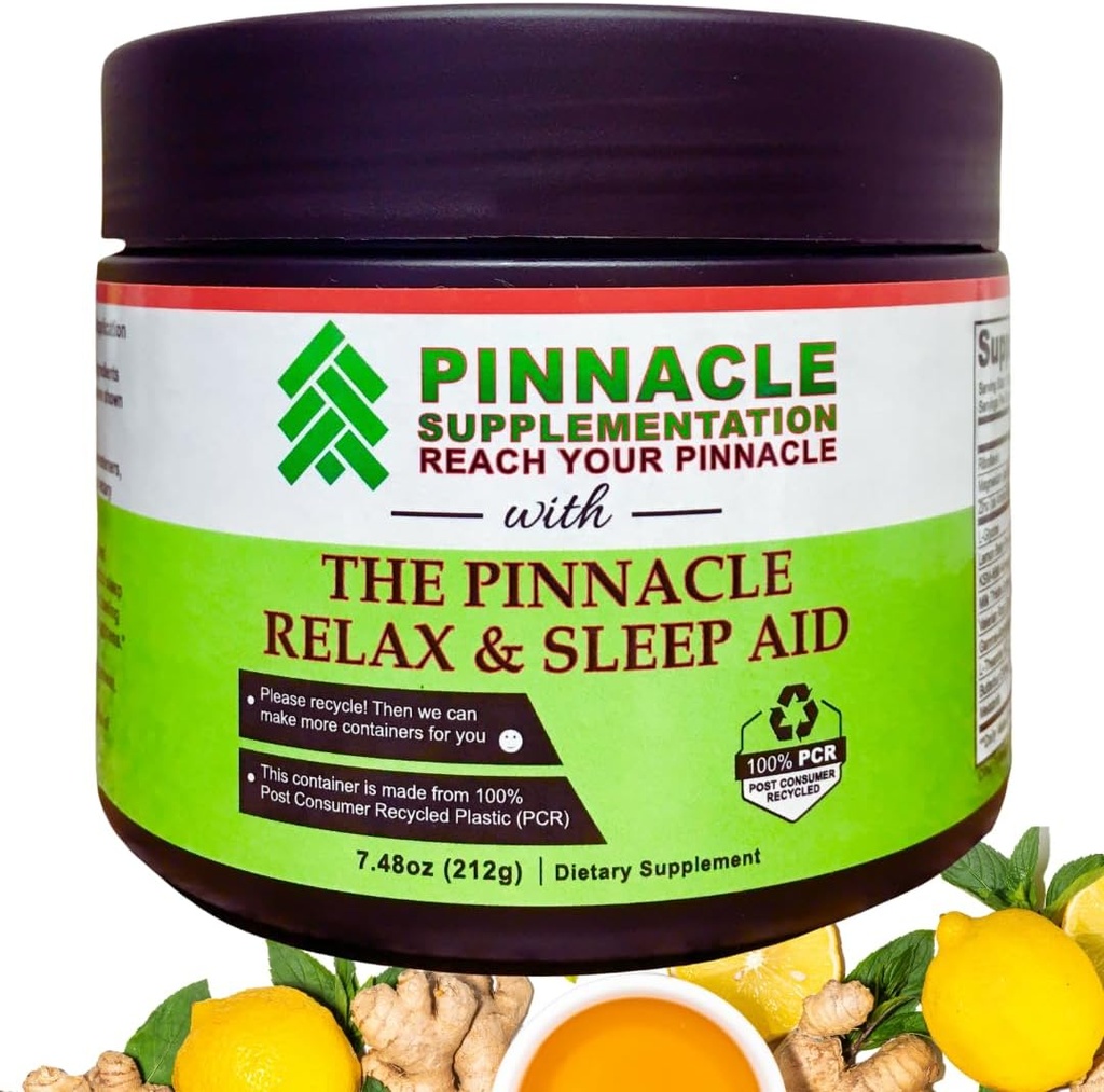 Pinnacle Relax & Sleep Supplement, Supplement Sleep Supplement with Melatonin, Valerian Root, Ashwagandha, L Theanine, Cynk, GABA & Magnez do Calming, Natural Lemon Tea Flavoring (30 Sług)