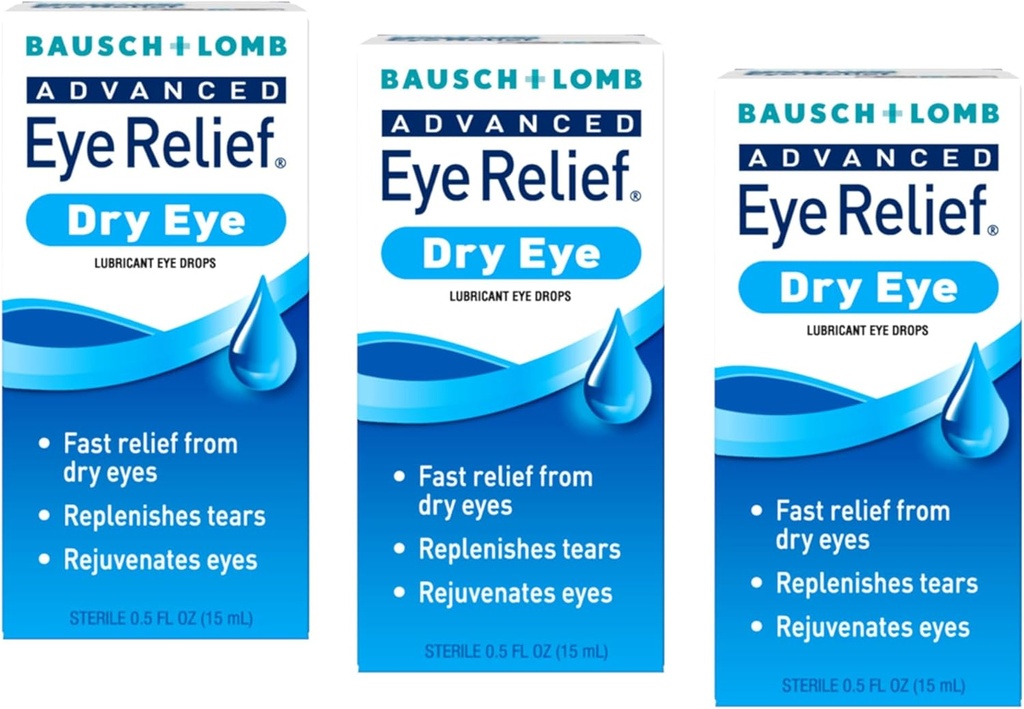 Bausch + Lomb Zaawansowana ulga dla oczu, krople do oczu smaru do suchych oczu, nawilżające i kojące, uzupełnia łzy do szybkiej ulgi, 0,5 Fl Oz