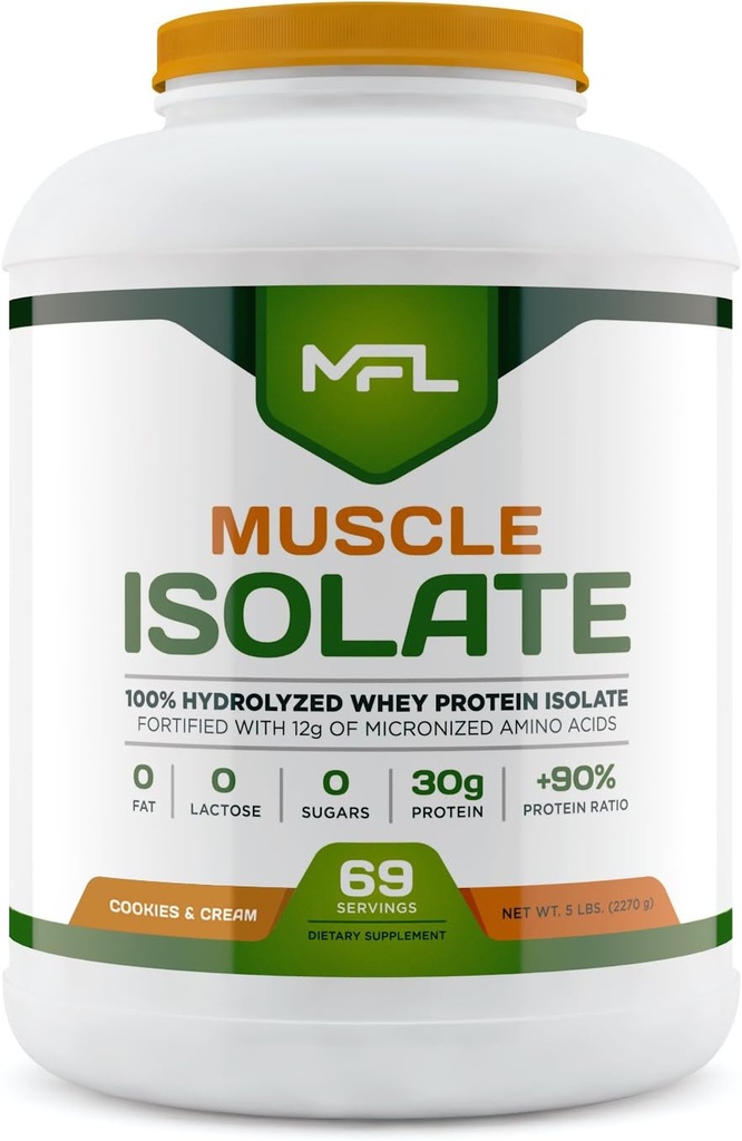MFL 100% Isolate Protein l 30g of Protein l 12g Amino Acids l Keto Friendly l Low Carbs l 5 funtów. (Cookies & Cream)