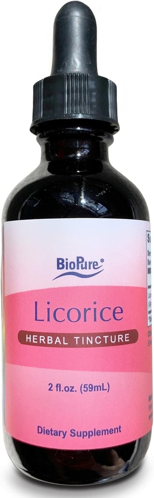 BioPure Licorice nalewka - Potenny ekstrakt botaniczny Licorice Root, ziołowy adaptogen, który łagodzi gardła i wspomaga górne funkcje układu oddechowego, immunologicznego i pokarmowego - 2 fl oz