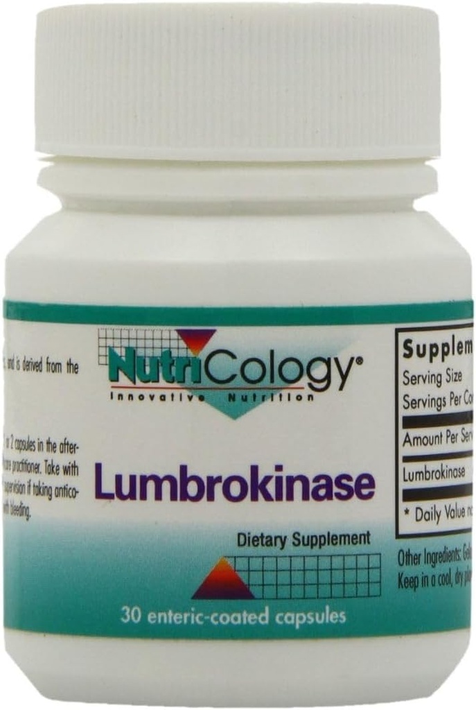 Nutricology Lumbrokinaza Suplement - Circulative System Support, Wspiera krążenie krwi już w normalnym zakresie - 30 Opóźnione uwolnienie kapsułki wegetariańskie