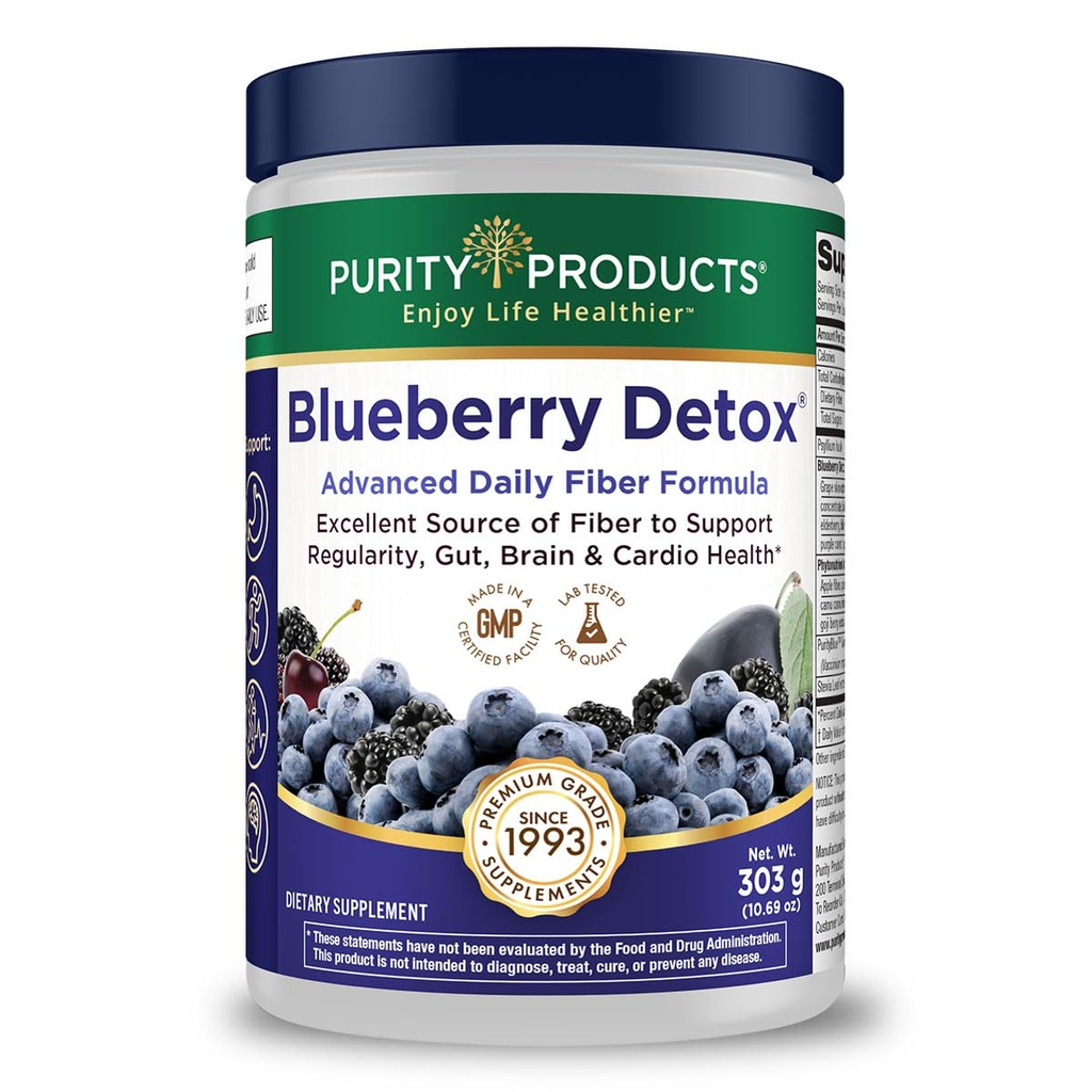 Advanced Blueberry Detox Daily Fiber Formula przez Czystość Produkty - Wyposażony w purytyBlue Organic Wild Blueberries - A Full 6 Grams detoksykacji, Regularność Promowanie Prebiotic Fiber - 30 Służenia