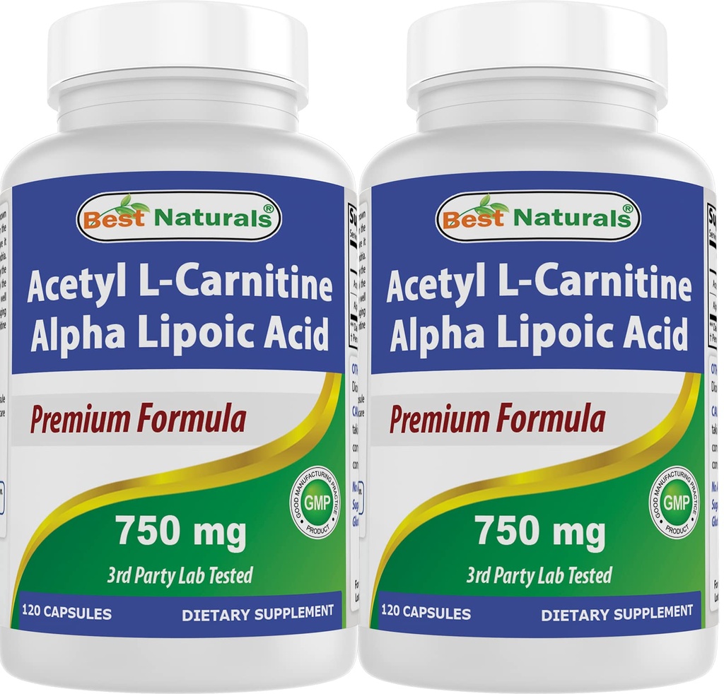Najlepsi Naturals Acetyl L- Carnitine i Alpha Lipoic Acid 750 mg 120 Kapsułek (120 Liczba (opakowanie po 2))